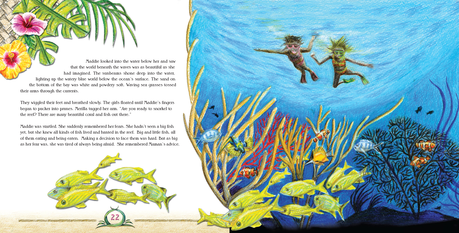Drawing of snorkeling with a friend in the ocean